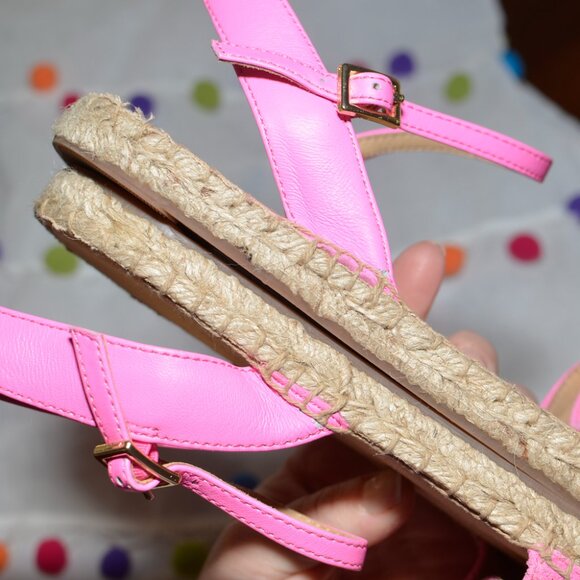 Talbots Size 8 Izzy d'Orsay Bubblegum Hot Pink Suede Espadrille Sandals / Flats - Picture 7 of 11